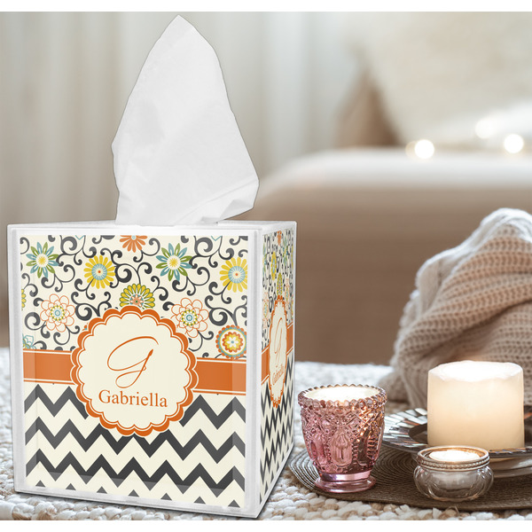 Swirls, Floral & Chevron Tissue Box - LIFESTYLE
