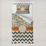 Swirls, Floral & Chevron Toddler Bedding Set - With Pillowcase (Personalized)