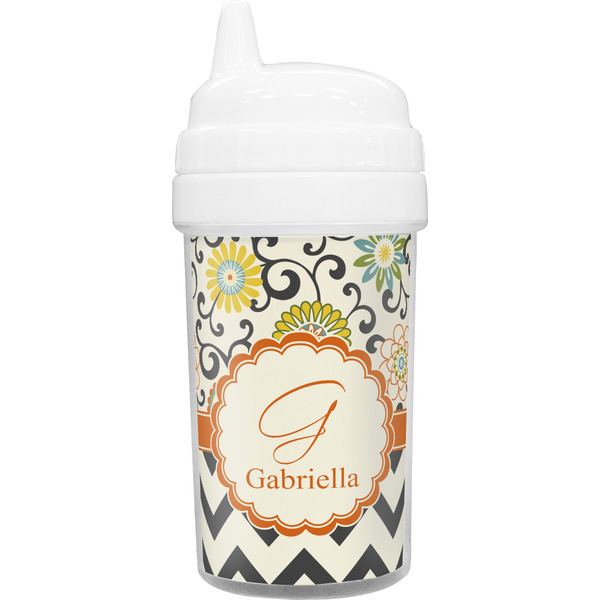 Custom Swirls, Floral & Chevron Sippy Cup (Personalized)