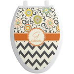 Swirls, Floral & Chevron Toilet Seat Decal - Elongated (Personalized)