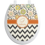 Swirls, Floral & Chevron Toilet Seat Decal (Personalized)