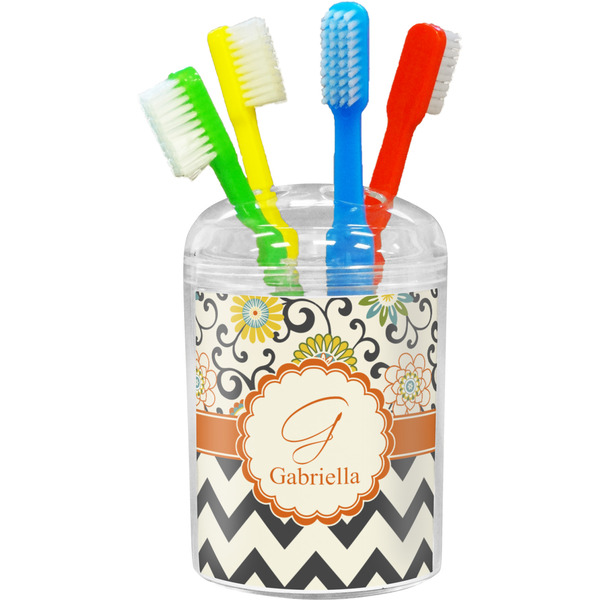 Custom Swirls, Floral & Chevron Toothbrush Holder (Personalized)
