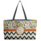 Swirls, Floral & Chevron Beach Totes Bag - w/ Black Handles (Personalized)
