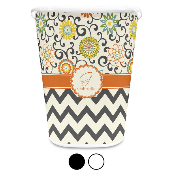 Swirls, Floral & Chevron Custom Waste Basket