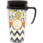 Swirls, Floral & Chevron Acrylic Travel Mug with Handle (Personalized)