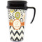 Swirls, Floral & Chevron Travel Mug with Black Handle - Front