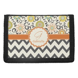 Swirls, Floral & Chevron Trifold Wallet (Personalized)