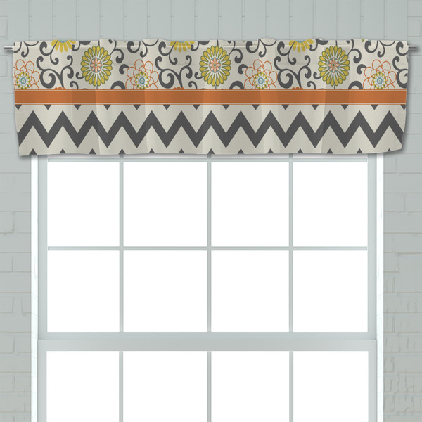 Swirls, Floral & Chevron Valance - Closeup on window