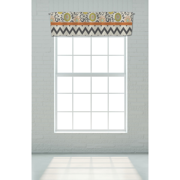 Swirls, Floral & Chevron Valance - On window
