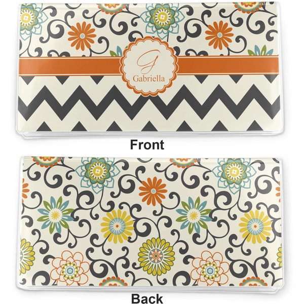 Swirls, Floral & Chevron Vinyl Check Book Cover - Front and Back