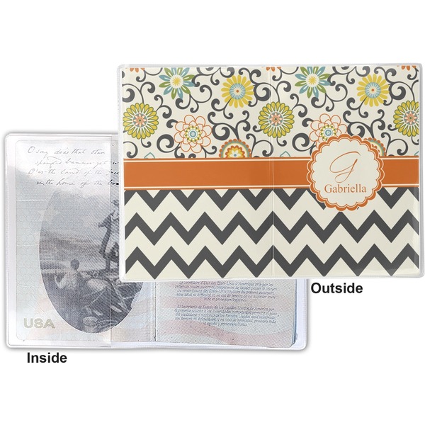 Swirls, Floral & Chevron Vinyl Passport Holder - Flat Front and Back