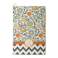 Swirls, Floral & Chevron Waffle Weave Golf Towel (Personalized)