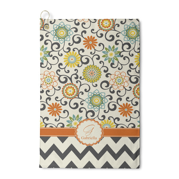 Custom Swirls, Floral & Chevron Waffle Weave Golf Towel (Personalized)