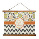 Swirls, Floral & Chevron Wall Hanging Tapestry - Wide (Personalized)