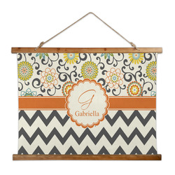 Swirls, Floral & Chevron Wall Hanging Tapestry - Wide (Personalized)