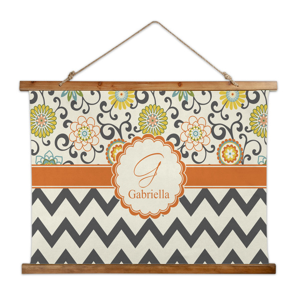 Custom Swirls, Floral & Chevron Wall Hanging Tapestry - Wide (Personalized)