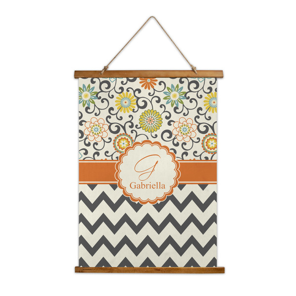Custom Swirls, Floral & Chevron Wall Hanging Tapestry - Tall (Personalized)