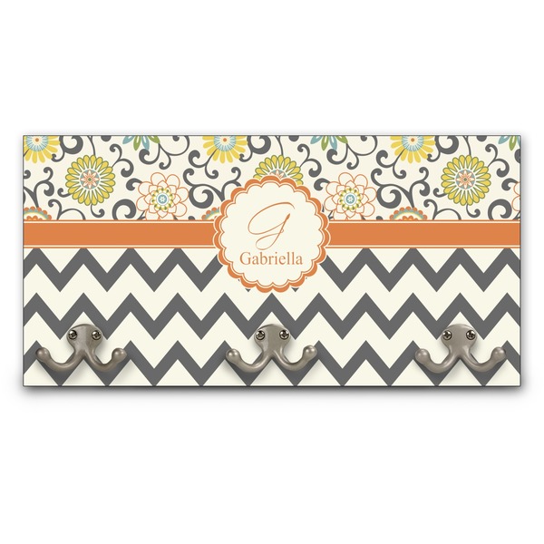 Custom Swirls, Floral & Chevron Wall Mounted Coat Rack (Personalized)