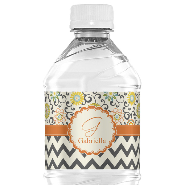 Custom Swirls, Floral & Chevron Water Bottle Labels - Custom Sized (Personalized)