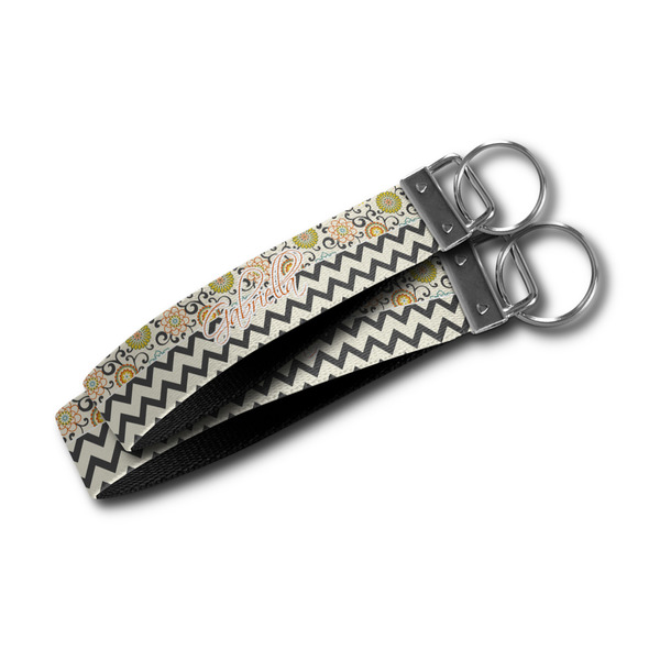 Swirls, Floral & Chevron Webbing Keychain FOBs - Size Comparison