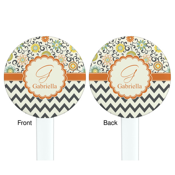 Swirls, Floral & Chevron White Plastic 7" Stir Stick - Double Sided - Round - Front & Back