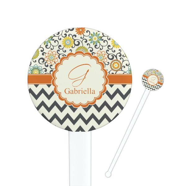 Custom Swirls, Floral & Chevron Round Plastic Stir Sticks (Personalized)