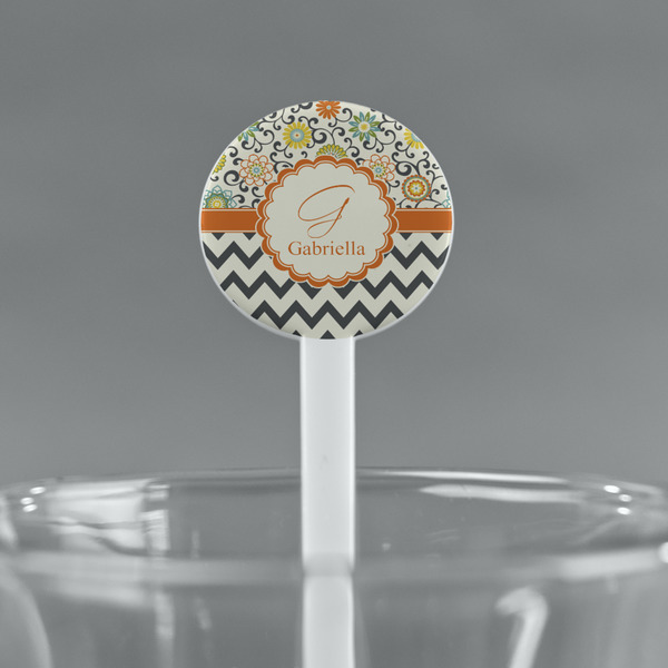 Swirls, Floral & Chevron White Plastic 7" Stir Stick - Round - Main