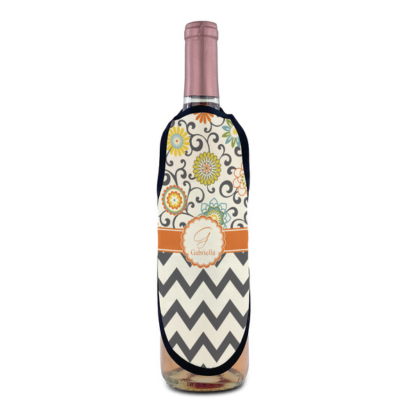 Swirls, Floral & Chevron Wine Bottle Apron - IN CONTEXT