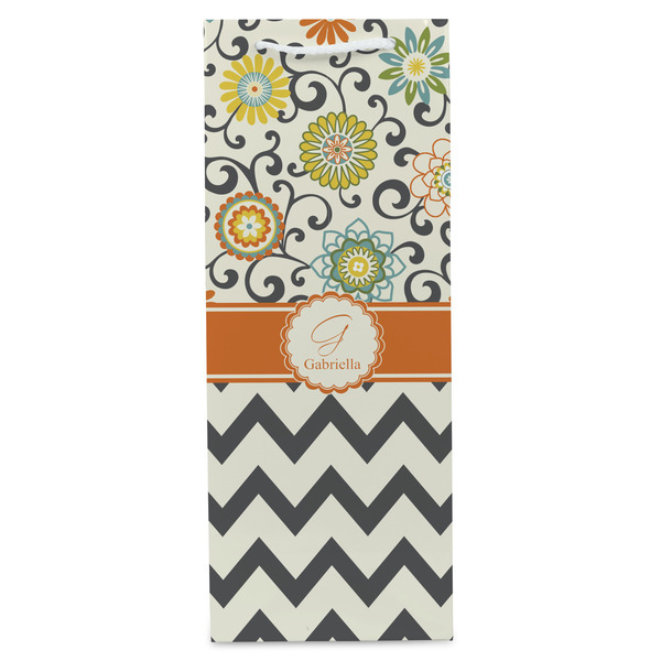 Swirls, Floral & Chevron Wine Gift Bag - Matte - Front