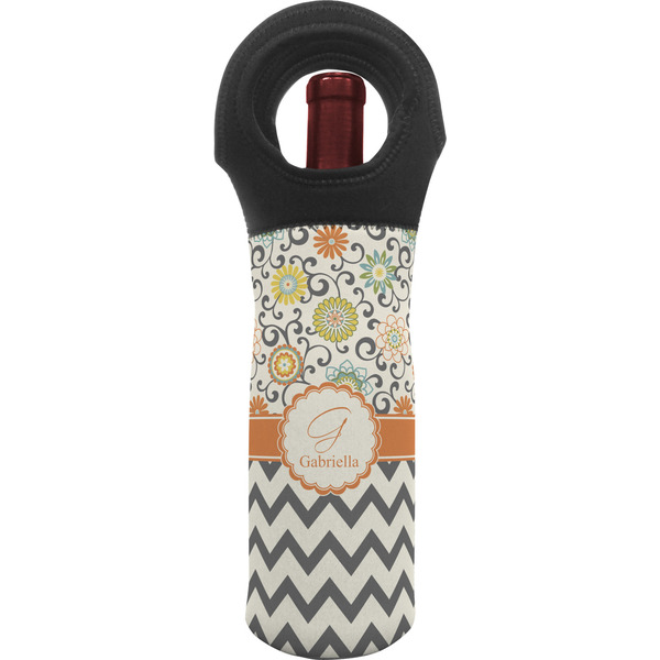 Custom Swirls, Floral & Chevron Wine Tote Bag (Personalized)