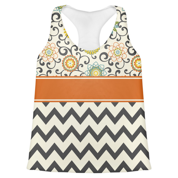 Custom Swirls, Floral & Chevron Womens Racerback Tank Top - 2X Large