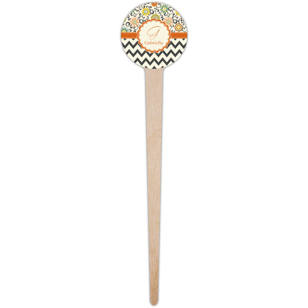 Swirls, Floral & Chevron Wooden 4" Food Pick - Round - Single Pick