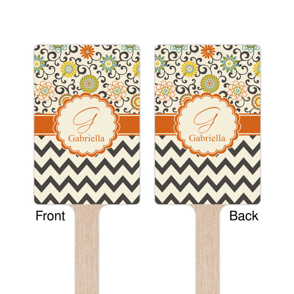 Swirls, Floral & Chevron Wooden 6.25" Stir Stick - Rectangular - Double Sided - Front & Back
