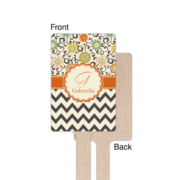 Swirls, Floral & Chevron Wooden 6.25" Stir Stick - Rectangular - Single - Front & Back