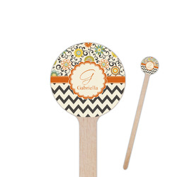 Swirls, Floral & Chevron 6" Round Wooden Stir Sticks - Single Sided (Personalized)