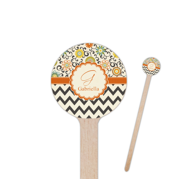 Custom Swirls, Floral & Chevron 6" Round Wooden Stir Sticks - Single Sided (Personalized)