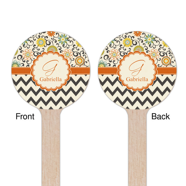 Swirls, Floral & Chevron Wooden 6" Stir Stick - Round - Double Sided - Front & Back