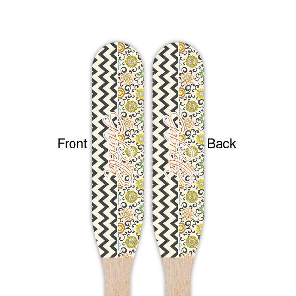 Swirls, Floral & Chevron Wooden Food Pick - Paddle - Double Sided - Front & Back