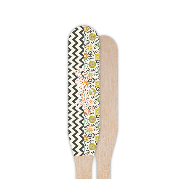 Swirls, Floral & Chevron Wooden Food Pick - Paddle - Single Sided - Front & Back