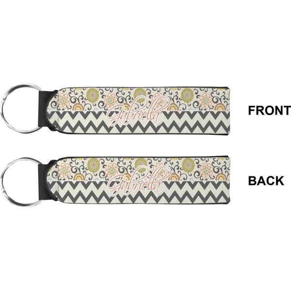 Swirls, Floral & Chevron Wristlet (Front + Back)