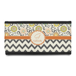 Swirls, Floral & Chevron Leatherette Ladies Wallet (Personalized)