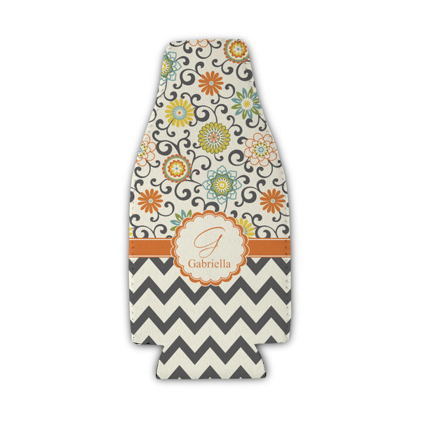 Custom Swirls, Floral & Chevron Zipper Bottle Cooler (Personalized)