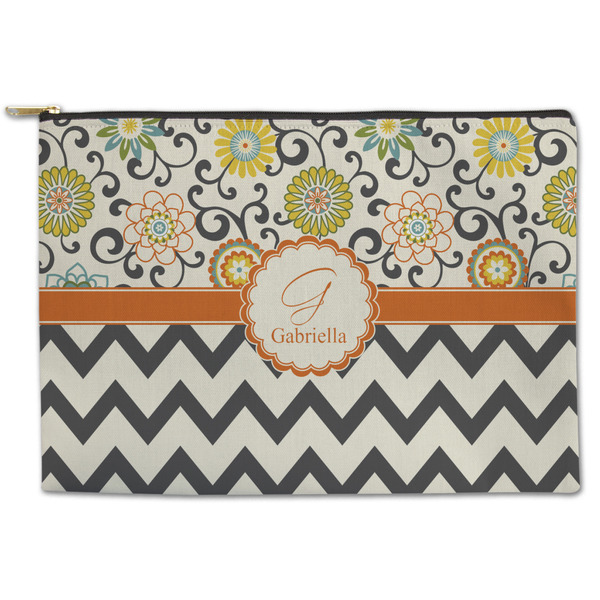 Custom Swirls, Floral & Chevron Zipper Pouch (Personalized)
