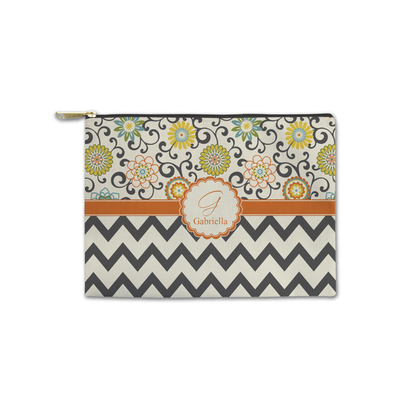 Custom Swirls, Floral & Chevron Zipper Pouch - Small - 8.5"x6" (Personalized)