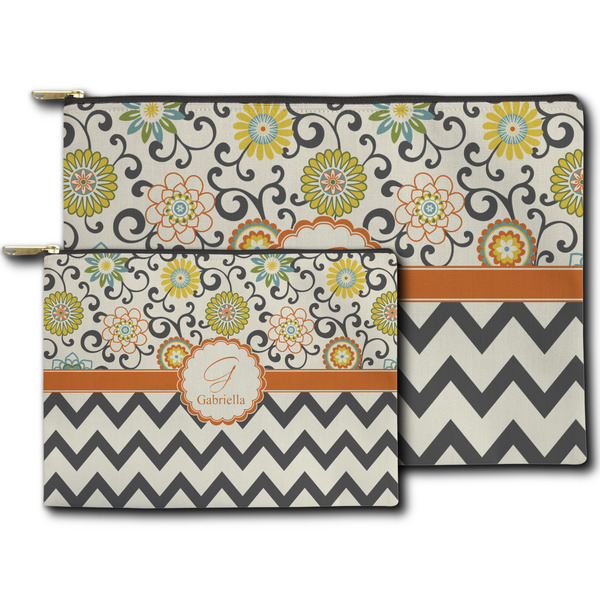 Swirls, Floral & Chevron Zippered Pouches - Size Comparison