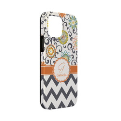 Swirls, Floral & Chevron iPhone Case - Rubber Lined - iPhone 13 Mini (Personalized)