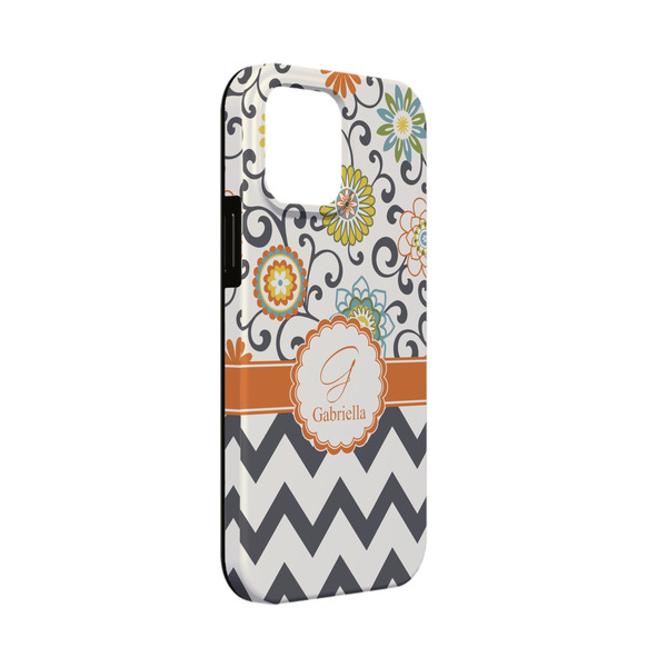 Custom Swirls, Floral & Chevron iPhone Case - Rubber Lined - iPhone 13 Mini (Personalized)