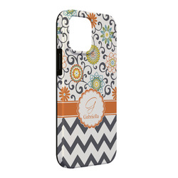 Swirls, Floral & Chevron iPhone Case - Rubber Lined - iPhone 13 Pro Max (Personalized)
