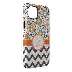 Swirls, Floral & Chevron iPhone Case - Rubber Lined - iPhone 14 Plus (Personalized)