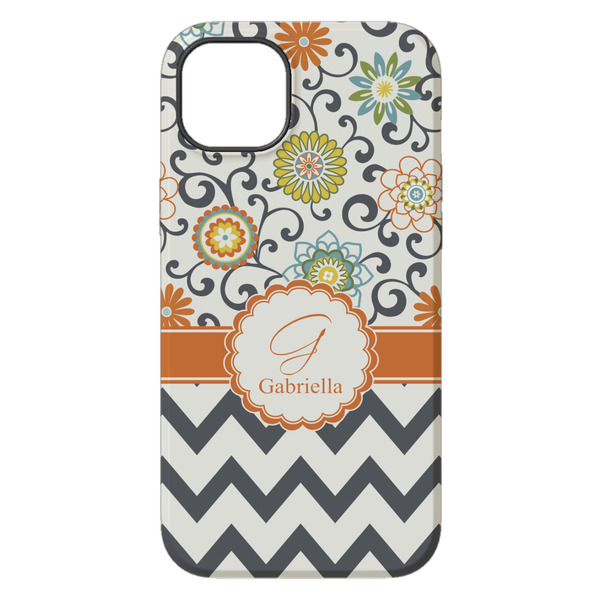 Swirls, Floral & Chevron iPhone 14 Plus Tough Case - Back